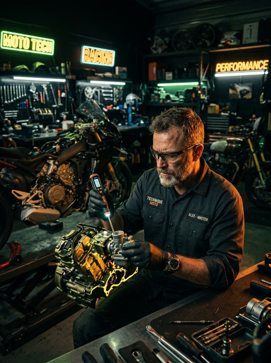 Master Motorcycle Technician Tuning Engine